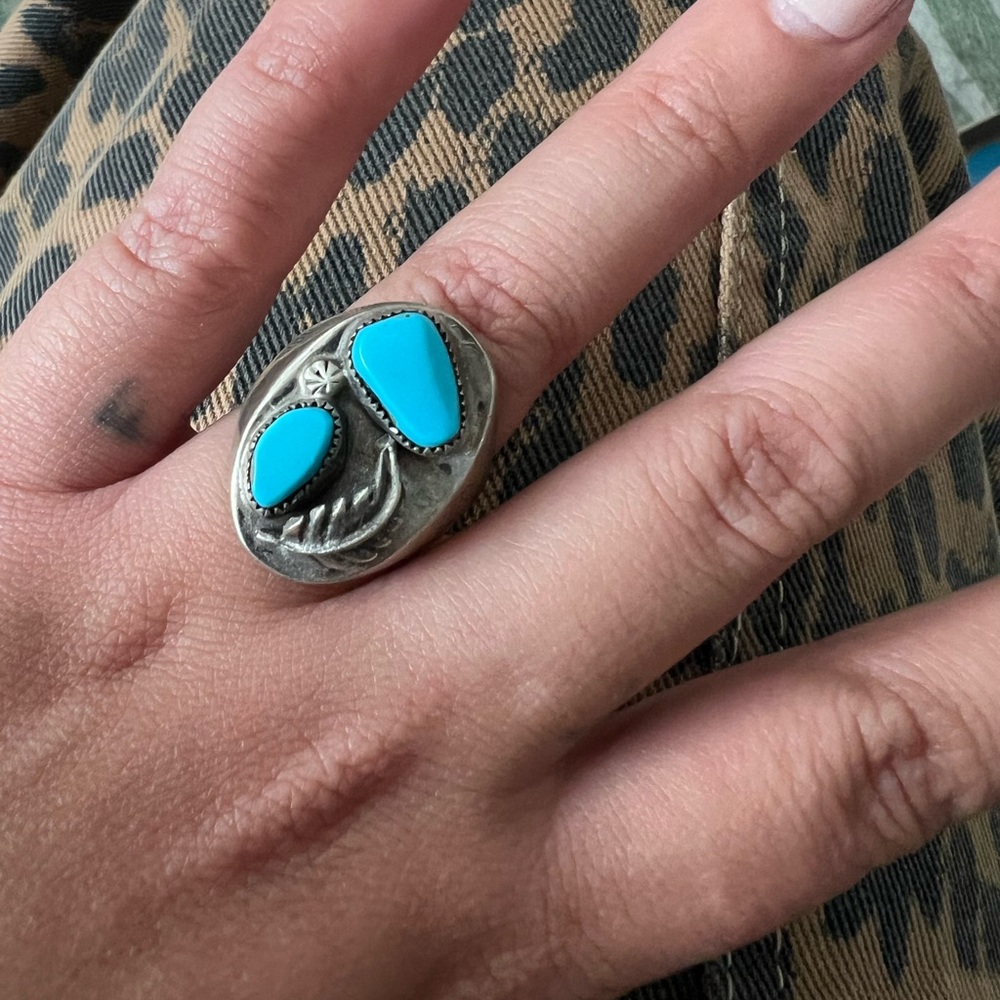Turquoise Silver Ring size 8
